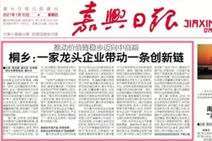 嘉興日報頭版頭條點贊！桐鄉(xiāng)：一家龍頭企業(yè)帶動一條創(chuàng)新鏈